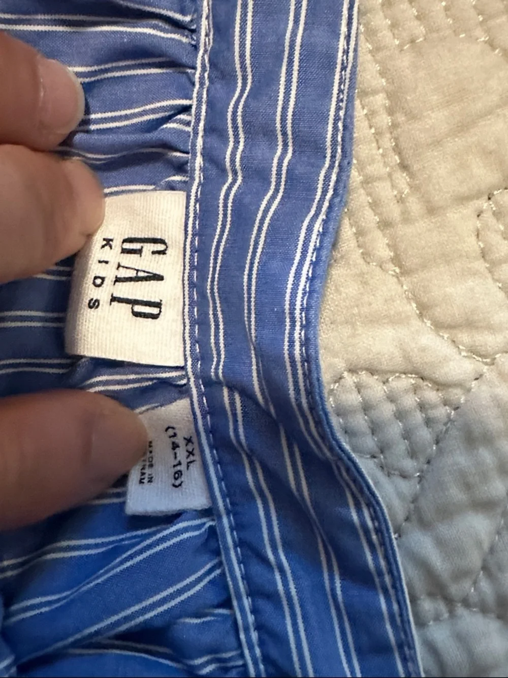 GAP kids girl's Blue Striped Square-Neck Button Front Top